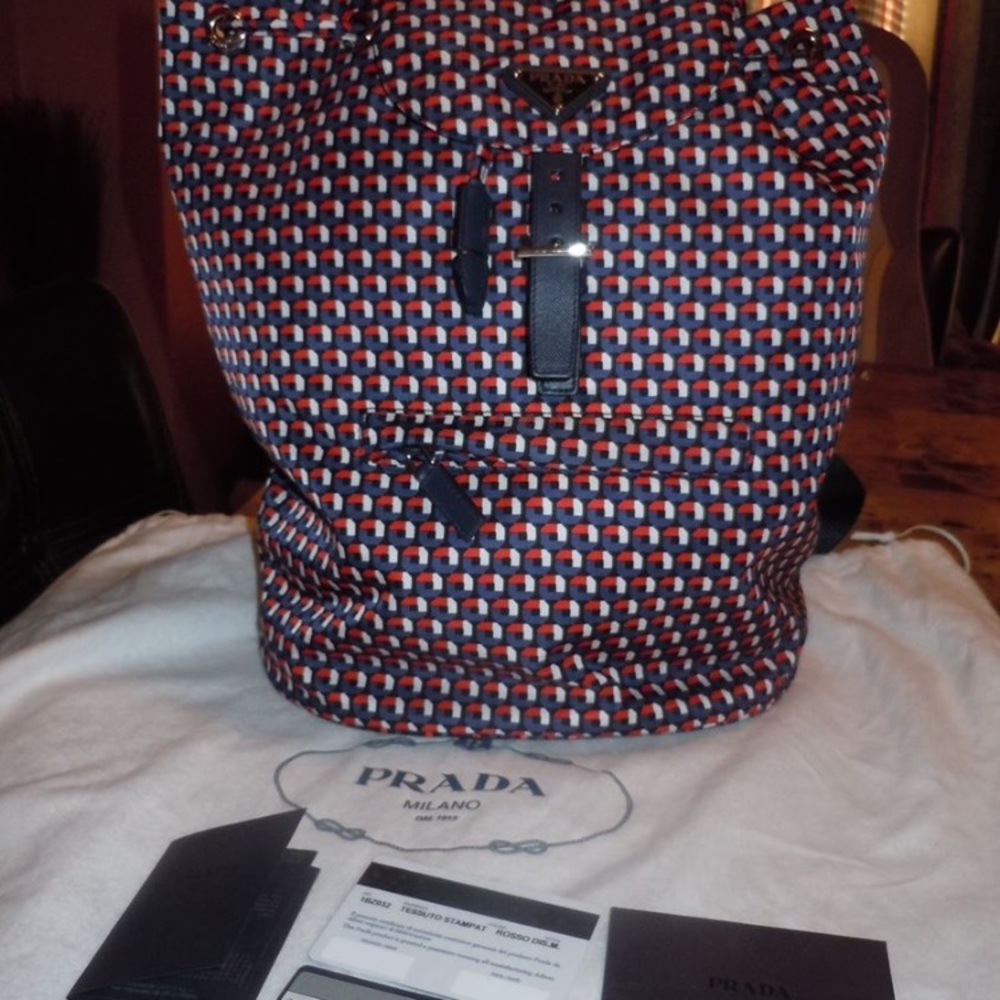 PRADA Women's Tessuto Stampato Rossi Backpack
